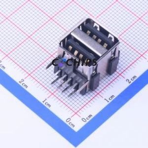 907-211A1021D10200 USB Connector Bent Lead Through Hole Connector Type-A USB 2.0 Female Right Angle Insert - Product Image 1