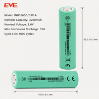 Batería de Iones de Litio Recargable EVE 18650 33VA 3.6V 3300mAh de Fábrica para Altavoz Portátil, Radio, Cámara Digital
