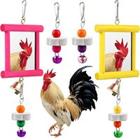Miroir suspendu pour poules avec clochette, jouet en bois à grigner, pierres à moudre les becs pour poules et volailles