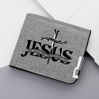 Dompet ramping banyak Slot pria, dompet gaya baru, penyimpan kartu kredit ID desain cetak Yesus