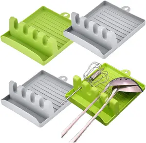 Spatula/kaşık dinlenme ile birden gereçler silikon kaşık dinlenme damla ped ve mutfak damla tutucu için tencere kapağı tutucu standı