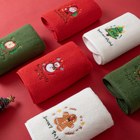 Serviettes en polaire corail de Noël très vendues, motif festif mignon brodé, serviette absorbante pour les mains, cadeau souvenir de Noël pour les invités