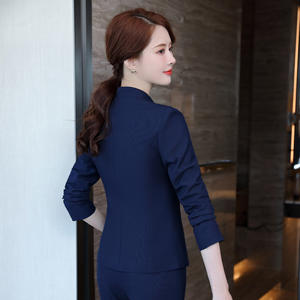 Bayan pantolon takım elbise kore resmi kıyafetler japon ofis bayan Blazer ceket iş pantolon smokin Set mavi giysi takım elbise - Product Image 4