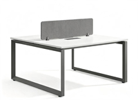 Poste de travail double avec panneau de séparation en tissu, bureau à effet bois, cadre métallique robuste