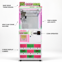 Machine à griffes miniature à monnayeur avec éclairage LED rose et vert, 9 compartiments de présentation de prix, machine de jeu d'arcade