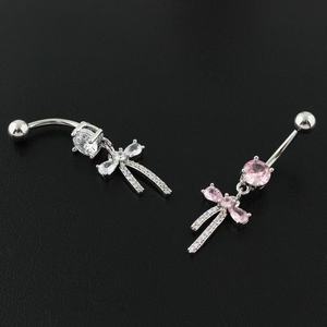 Dames Navel Nagel Roestvrij Staal Inlay Zirkonen Boog Piercing Sieraden - Product Image 6