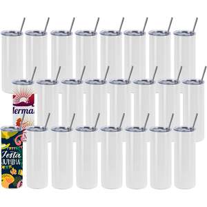25 Pack 20 oz Matte Stainless Steel Tumblers Double Wall Skinny Straight Sublimation Blanks with <b>Bulk</b> Lids - Product Image 2