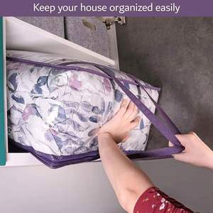 Sturdy PVC Queen <b>Quilt</b> Blanket Bedding Comforter Storage Bag Portable Storage Organizer with Durable 2- Way Zipper - Product Image 5