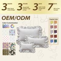 Taie d'oreiller imprimée florale en coton bio avec dentelle, personnalisable