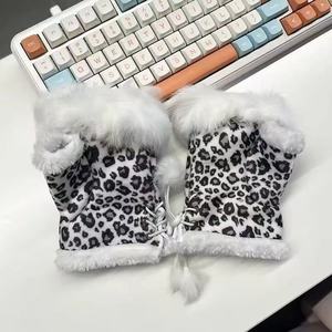 Mitaines d'hiver chaudes en fourrure de lapin, sans doigts, <span class=keywords><strong>pour</strong></span> la plage et l'<span class=keywords><strong>ordinateur</strong></span>, longueur poignet - Product Image 4