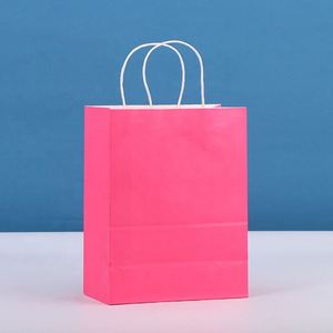 Bolsas de Regalo de Papel Kraft de Color Sólido al por Mayor, Bolsas de Transporte para Minoristas con Asas Retorcidas para Almacenamiento y Empaque de Alimentos - Product Image 1