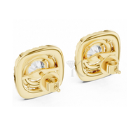 Pendientes de Lujo con Diamantes Cultivados en Laboratorio con Corte Brillante, Doble Halo, Oro Sólido de 14K para Mujer, con Cierres de Rosca Seguros, Certificados por IGI