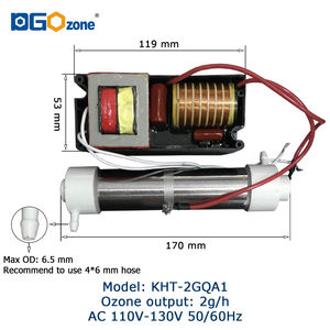 เครื่องกำเนิดโอโซน <span class=keywords><strong>2</strong></span> กรัม แบบหลอดควอตซ์ปล่อยประจุไฟฟ้าแบบโคโรนา สำหรับซักผ้า - Product Image 4