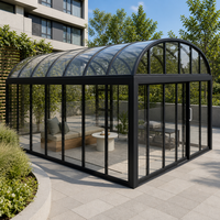 Véranda en verre mobile sur mesure avec toit rétractable électrique, porte coulissante, structure en aluminium, pavillon pour hôtel, villa, salon
