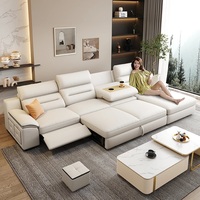 Sofá Seccional Moderno en Forma de L de Tela FZT con Respaldo Reclinable, Patas de Madera y Almacenamiento para Sala de Estar