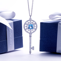 Collier chaîne de pull personnalisable en argent 925 avec pendentif en topaze carrée pour femme, bijoux de luxe raffinés pour soirée