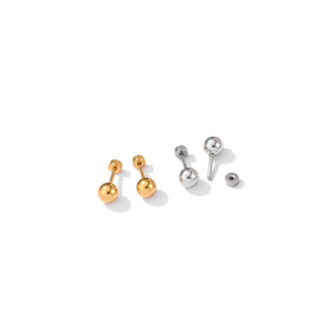 Pendientes de botón con bola de acero de 6 mm, chapados en oro, joyería de moda unisex - Product Image 2