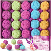 Bombes de bain bio pour femmes avec des huiles essentielles naturelles et un parfum de rose, bombes effervescentes de luxe pour spa à domicile, cadeaux d'anniversaire