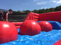 Parcours d'obstacles gonflable commercial Wipeout Ball, jeu de défi gonflable en PVC pour enfants et adultes, idéal pour la location lors de fêtes