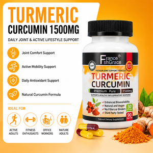ขมิ้นขมิ้นขมิ้นผสมสารสกัดจากพริกไทยดำ1500มก. อาหารเสริมขมิ้นดูดซึมสูงสำหรับผู้ใหญ่กำหนดเอง - Product Image 2
