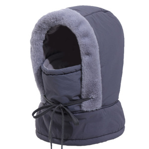 Jiaumei Winter Hooded Neck Warmer With Drawstring Windproof Face Cover For Outdoor Riding Cold Weather Protection Gray - Product Image 2