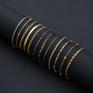 Gioielli per ragazze europee e americane, bracciale a catena in acciaio inossidabile placcato <span class=keywords><strong>oro</strong></span> 18 carati, moda femminile. - Product Image 4