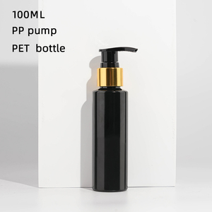 Emballage cosmétique luxueux 100ml <span class=keywords><strong>corps</strong></span> de <span class=keywords><strong>pompe</strong></span> en plastique PET noir avec col doré PP Lotion <span class=keywords><strong>pompe</strong></span> nettoyant Gel savon bouteille - Product Image 4