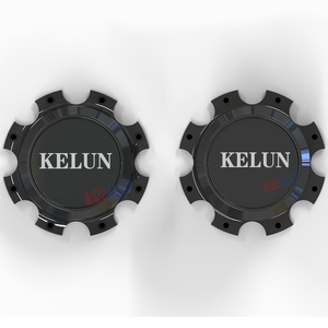 Nouvelles enjolives de roue en aluminium noires polies avec logo personnalisé pour camion à roue unique, 24/26/28 pouces, avec enjolives centrales flottantes - Product Image 1