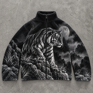 Chaqueta <span class=keywords><strong>de</strong></span> invierno para hombre <span class=keywords><strong>de</strong></span> forro polar Sherpa con diseño <span class=keywords><strong>de</strong></span> tigre, cremallera completa, <span class=keywords><strong>de</strong></span> pelo alto, para exteriores, fabricante OEM ODM, <span class=keywords><strong>mayorista</strong></span> - Product Image 1