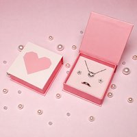 Boîte cadeau en forme de cœur rose avec sac assorti, logo personnalisé, pour la Saint-Valentin, emballage pour bagues, colliers, boucles d'oreilles