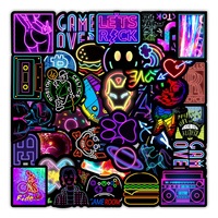 50PCS néon style graffiti autocollants imperméable vinyle autocollants téléphone portable ordinateur qui stupide autocollants décoratifs