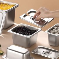 Amerikanischer Edelstahl-Buffetbehälter in Vollgröße mit Flachboden und Deckel für Hotel, Restaurant und Catering