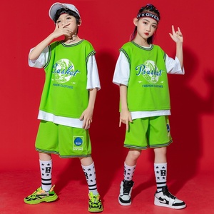 Ensemble de sport tendance <span class=keywords><strong>hip</strong></span>-<span class=keywords><strong>hop</strong></span> pour enfants : tenue d'entraînement de basketball pour garçons et filles, uniforme de spectacle pour la maternelle - Product Image 1
