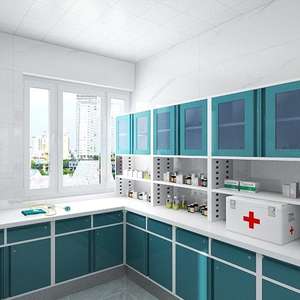 طاولة عمل معملية من الفولاذ مع مقعد جداري - Product Image 2