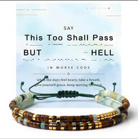 Bracelets Motivationnels pour Elle Code Morse « Cette épreuve passera » Bracelet à double rang de perles en œil de tigre et turquoise