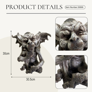 <span class=keywords><strong>Estatua</strong></span> de Gargoyle Pensativo Gótico Vintage para Jardín, Decoración de Piedra Magnesia Retro, Venta al por Mayor - Product Image 4