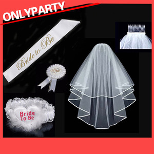 Ensemble d'accessoires élégants pour la fête nuptiale, kit de voile et de ceinture pour les accessoires photo de la future mariée, décoration pour la fête prénuptiale - Product Image 6
