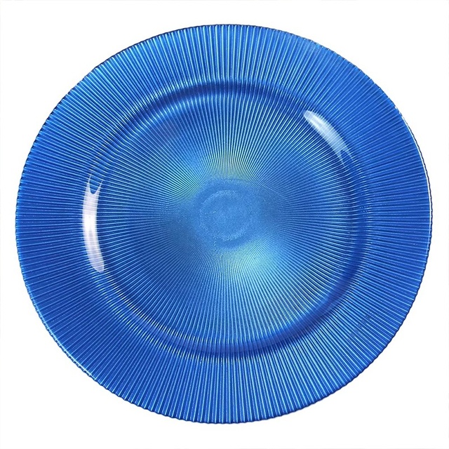 Customized Eco-Friendly Reusable 13-Inch Navy Blue Royal Plastic Charger Plate Dish for Formal Wedding MIDAS Brand