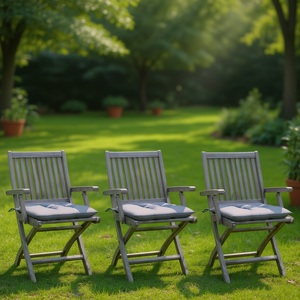 Sedie da Giardino in Legno di Teak Grigie Pieghevoli, Arredamento da Esterno dal Design Rustico con Gambe Affusolate - Product Image 2