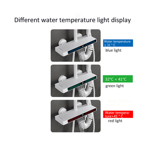 Robinet de douche de salle de bain avec affichage de la température, finition chromée, cartouche céramique, barre coulissante, design moderne - Mitigeur thermostatique de douche - Product Image 4