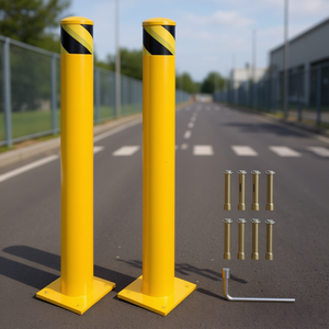 Bolardos de Seguridad de 36 Pulgadas, Postes de Acero con Recubrimiento en Polvo Amarillo, Barrera de Estacionamiento para Áreas de Alto Tráfico, Barreras de Tráfico - Product Image 2