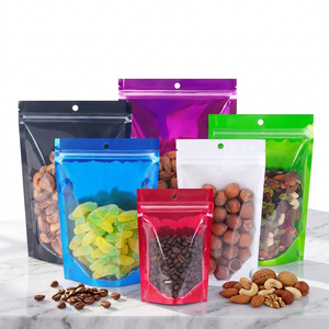 In Stock Aluminum <b>Foil</b> Stand up Pouch with Clear <b>Window</b> Ziplock Resealable Food Grade Packaging Bag for Pet Food Candy Chips - Product Image 1