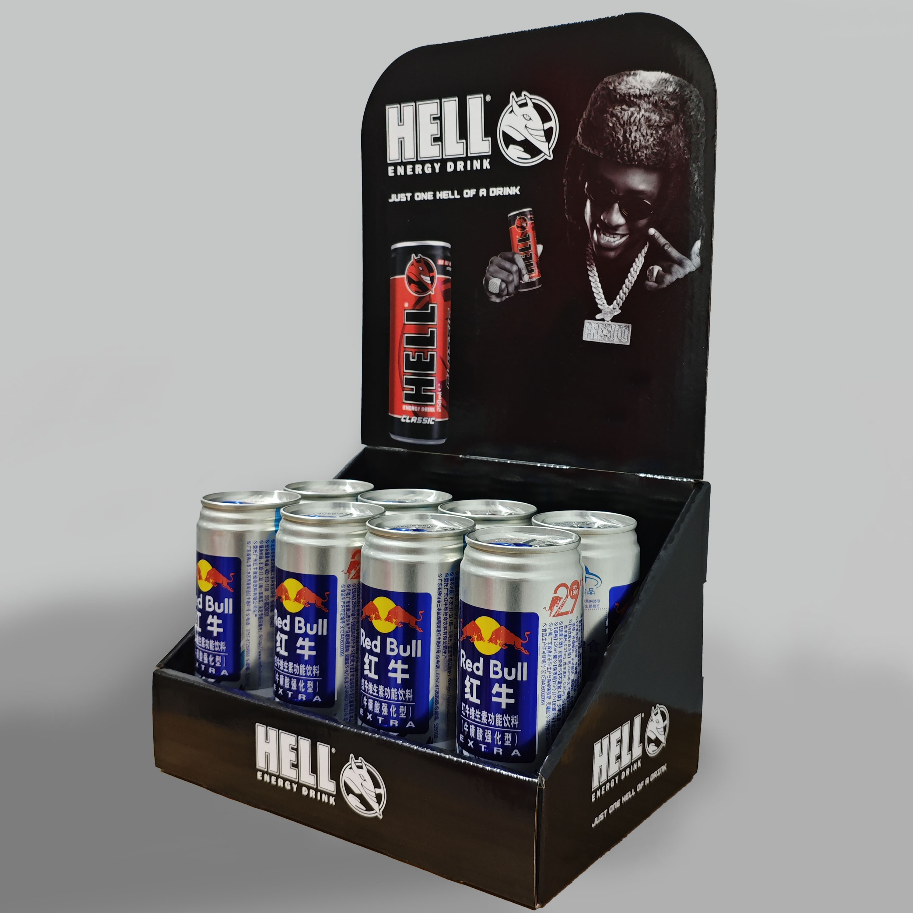 Beverage Cardboard Display Stand Portable Advertising Detachable Cans Carton Packed for Counter Top Stand for Retail Shop — view 6