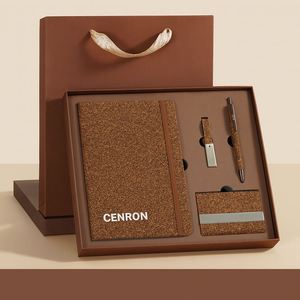 Set de Regalo de Papelería Ecológica con Logotipo Personalizado, Cuaderno de Corcho, Bolígrafo, USB y Tarjetero - Product Image 4