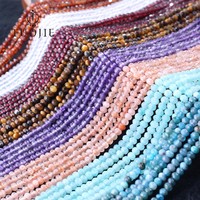 Perles de pierre facettées rondes 2x3mm en gros, perles rondes facettées naturelles, perles de pierres précieuses pour la fabrication de bracelets, colliers et bijoux