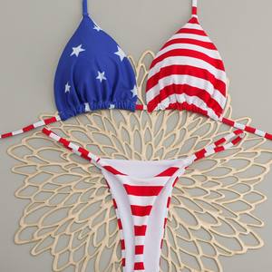 Traje de Baño de Dos Piezas con Pantalones <span class=keywords><strong>Boxer</strong></span> de Cintura Alta con Estampado Digital Europeo <span class=keywords><strong>Americano</strong></span> 2025, Sexy para Primavera - Product Image 4