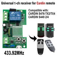Récepteur de moteur de porte de garage 433 MHz AC DC 12V 24V 7-32V Télécommande de portail 433,92 MHz Interrupteur Fonctionne avec le code roulant HCS301