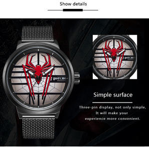 Montre-bracelet <span class=keywords><strong>Spider</strong></span>-<span class=keywords><strong>Man</strong></span> créative et tendance à grand cadran, bracelet en maille d'acier inoxydable de luxe, montres <span class=keywords><strong>Spider</strong></span>-<span class=keywords><strong>Man</strong></span> héros guerrier - Product Image 3