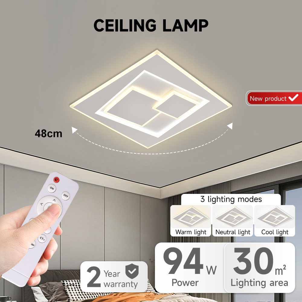 Latest Design Nordic Style Ceiling Lamp Acrylic 94W Remote Control Modern Led Ceiling Light for Indoor Living Room Bedroom