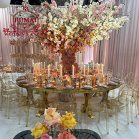 Grande table ronde en acier inoxydable doré pour salle de réception d'hôtel moderne, mariage, événements, fêtes, utilisation en extérieur